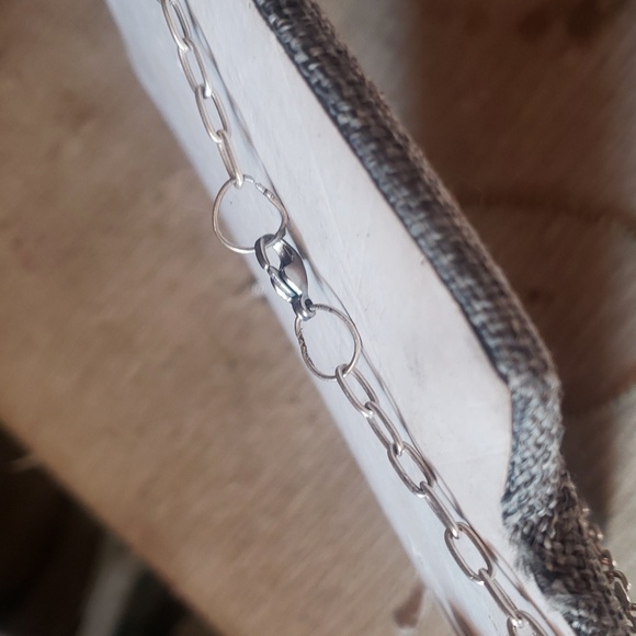 Sterling silver oval chain choker with cats eye garnet handmade - Picture 6 of 8